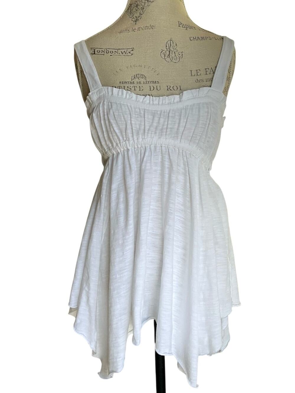 Free People Women’s Amaryllis White Sleeveless Handkerchief-Hem Tank Medium NWT